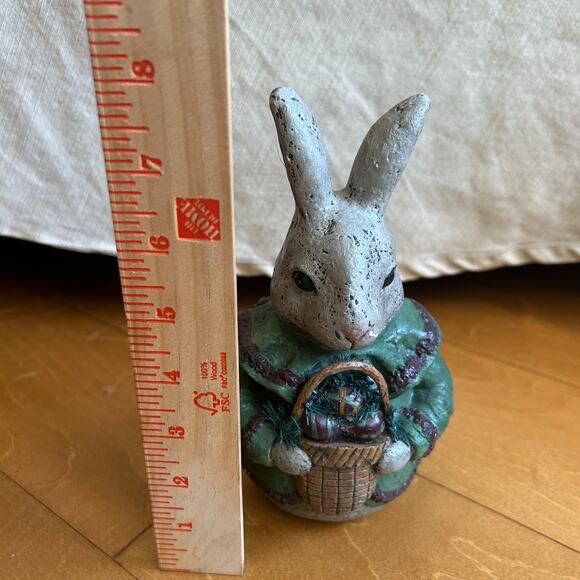 Paper Mache Plaster Easter Bunny Country Primitive RabbitBasket 8” - Picture 12 of 12